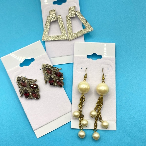 Pierced Earrings Fancy Bling Bundle of Three Pairs - Picture 1 of 5